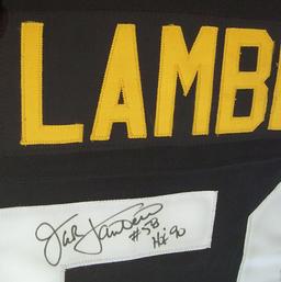 Framed Jack Lambert #58 Pittsburgh Steelers Autographed Black Jersey w/ Signed 8 x 10 Photo, COA