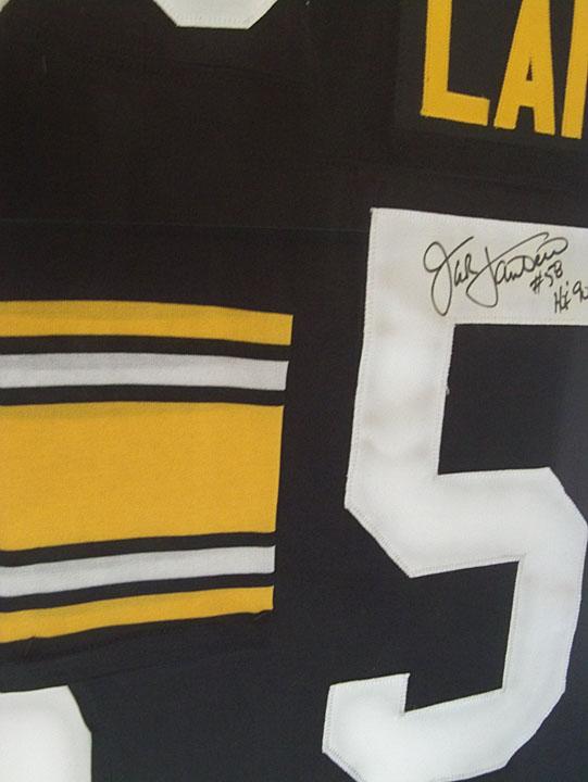 Framed Jack Lambert #58 Pittsburgh Steelers Autographed Black Jersey w/ Signed 8 x 10 Photo, COA