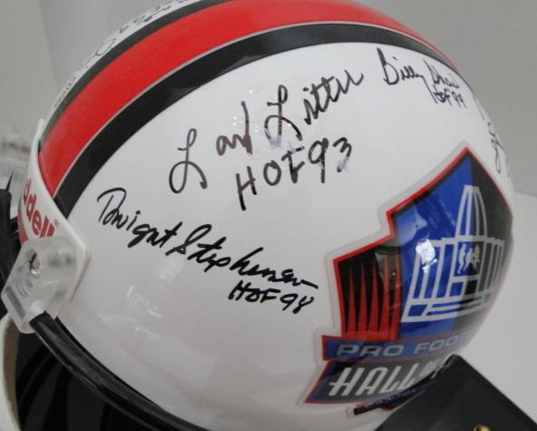 Full Size HOF Helmet Signed By 13 Famers, Ticket, Line Up Sheet Session 2, Photos, COA, Display Case