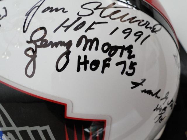 Full Size HOF Helmet Signed By 13 Famers, Ticket, Line Up Sheet Session 2, Photos, COA, Display Case