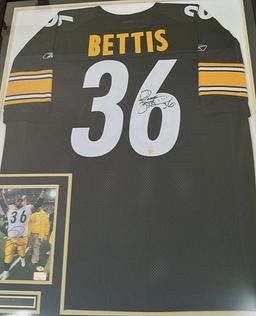 Framed Jerome Bettis #36 Pittsburgh Steelers Autographed Black Jersey W/ Signed 8 x 10 Photo, COA