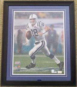 Peyton Manning #18 Colts Autographed Super Bowl XLI Running in the Rain Photograph, 16 x 20, COA