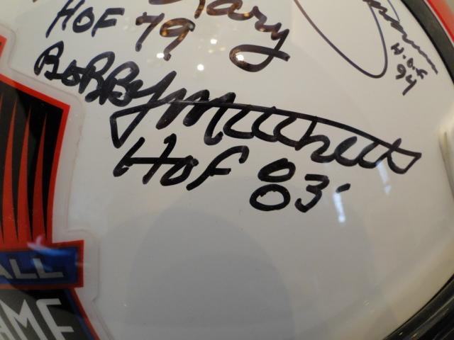 Full Size HOF Helmet, Signed By 11 Famers Ticket, Line Up Sheet Session 1, Photos, COA, Display Case