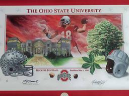 Limited Edition Signed Jim Tressel and Numbered Lithograph "A Celebration of Buckeye Football", COA