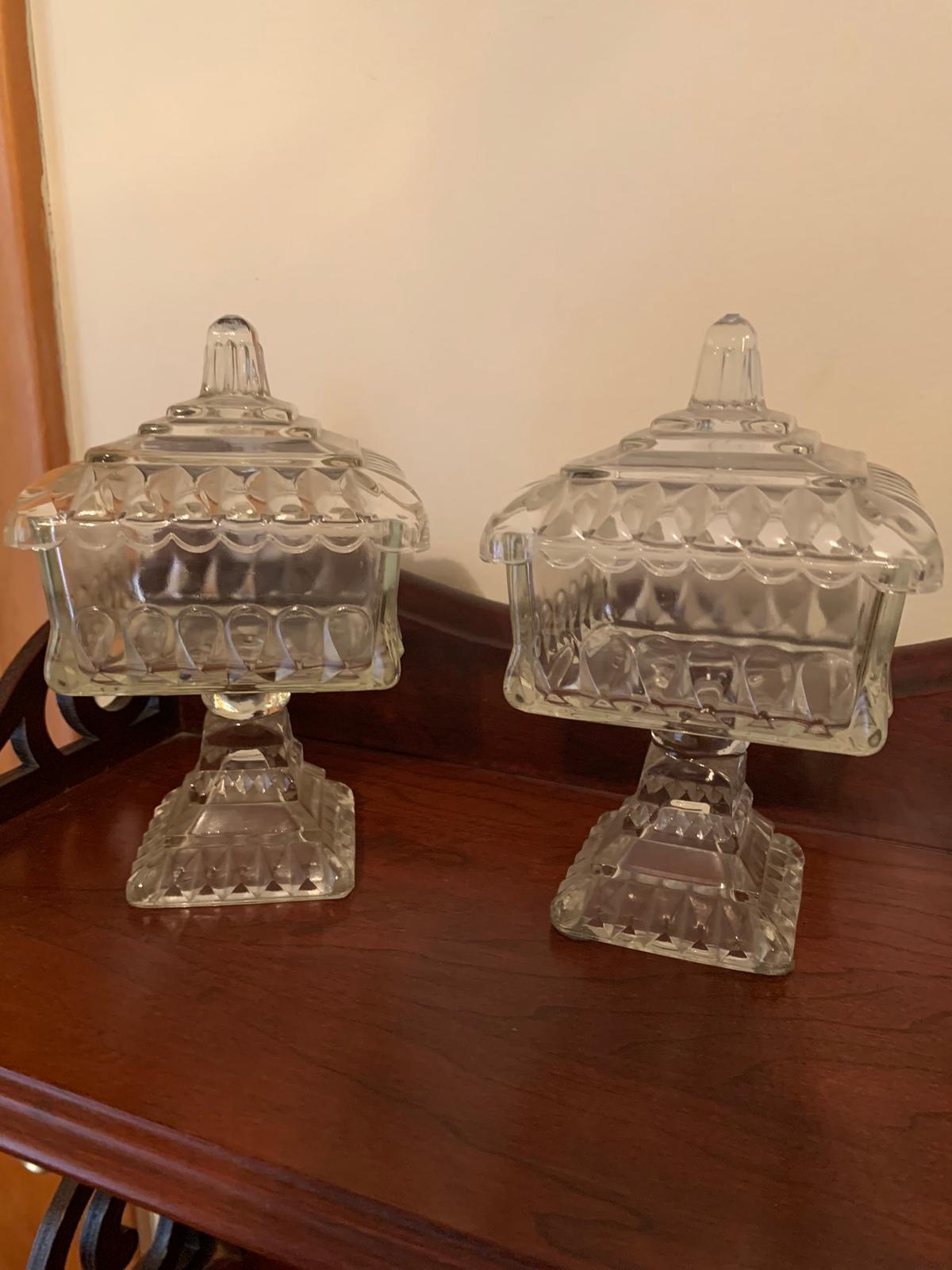 Clear Glass Candy Dish w/Lid (2)