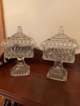 Clear Glass Candy Dish w/Lid (2)