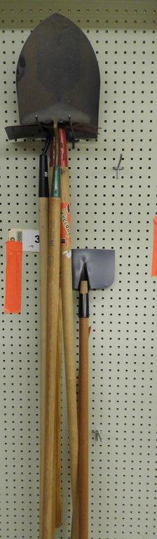 Garden tool pkg: shovel, hoe, scratcher & edger