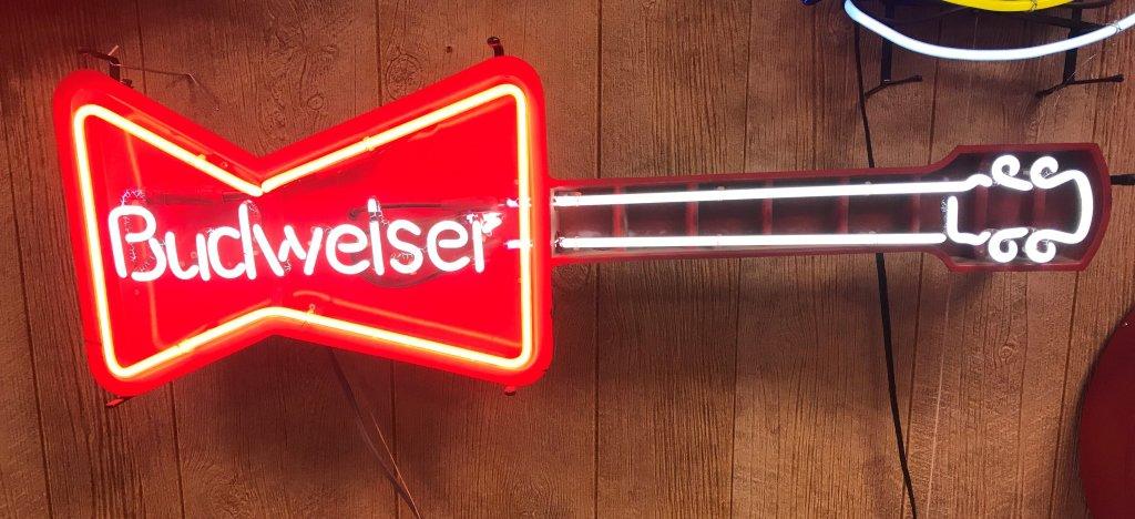 Budweiser Guitar Neon   14" tall x 42" wide