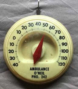 Ambulance O'Neil Round Thermometer 6-1/2" Dia.