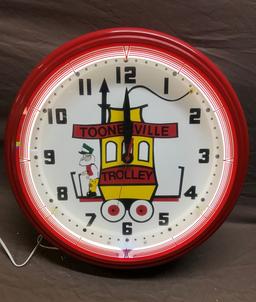 Toonerville trolley electric neon clock