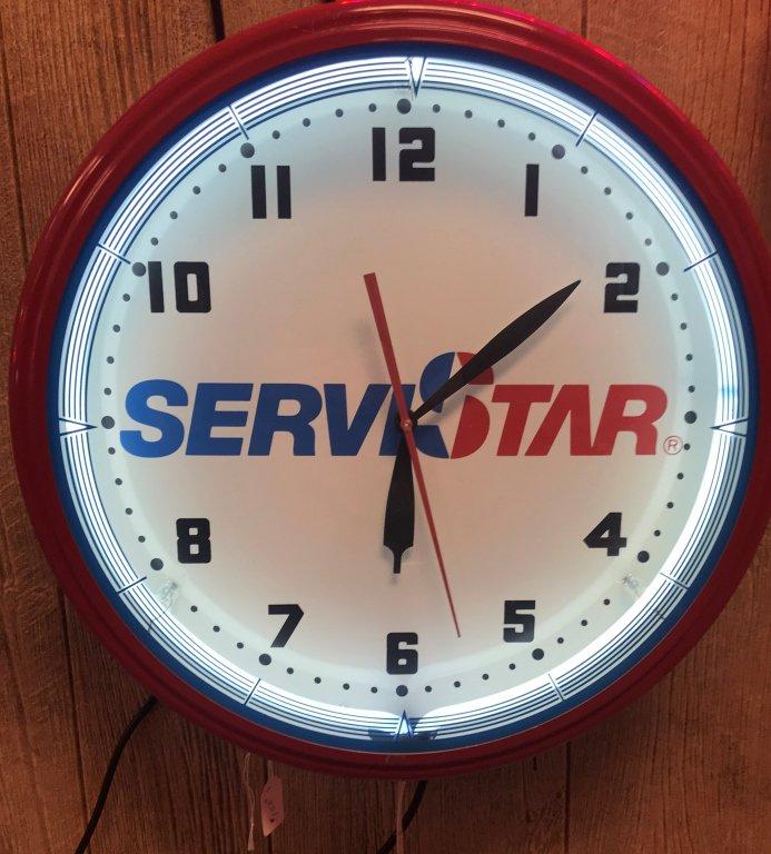 Servistar electric neon clock   19.5" dia x 5.5"