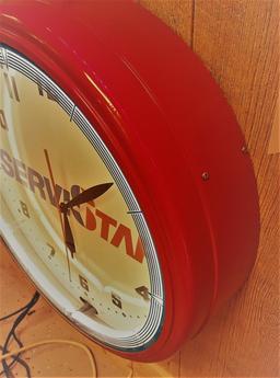 Servistar electric neon clock   19.5" dia x 5.5"