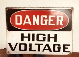 Danger High Voltage Single Sided Porcelain Sign