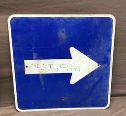 Blue Arrow Square Reflective Aluminum Sign 21"x21"