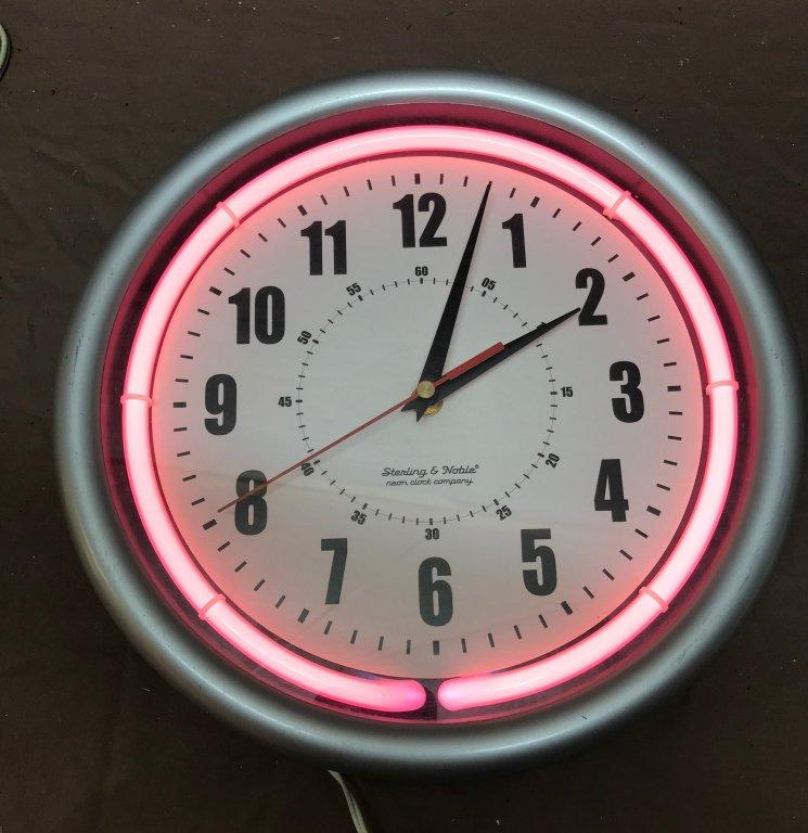 Sterling & Noble Neon Round Clock 11" Dia.