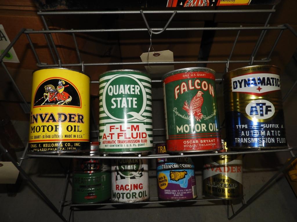 4 qt cans - Invader motor oil, Quaker State & more