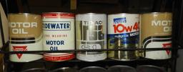 (5) 1 qt cans - Conoco motor oil, Tidewater motor