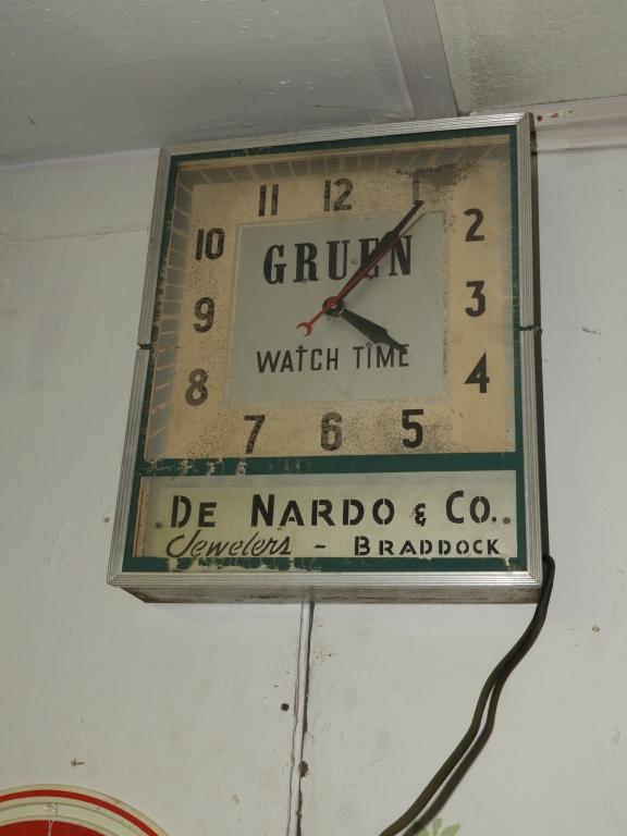 Gruen advertising clock, 15"X18"