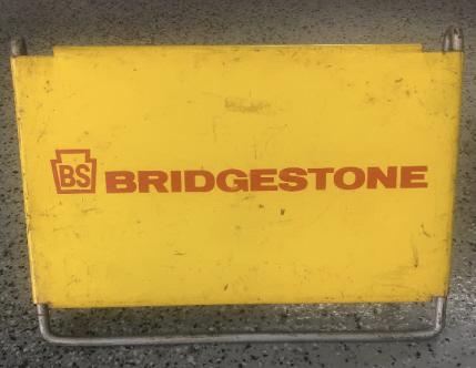 Bridgestone Tire folding display rack sign, yellow