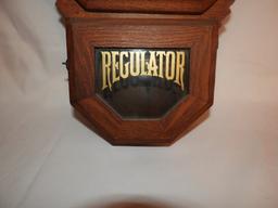 Regulator hanging clock, time & chime, oak case