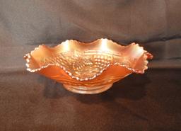 Marigold ruffled edge bowl, grape & cable pattern
