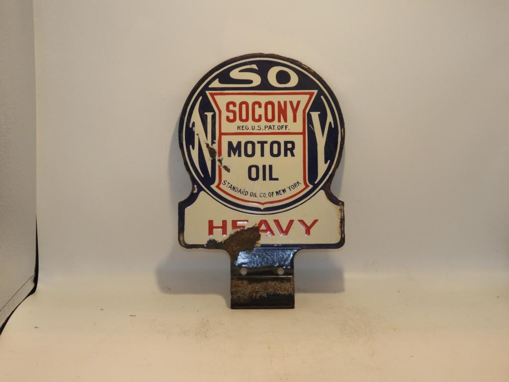 Socony motor oil, heavy, lubester sign