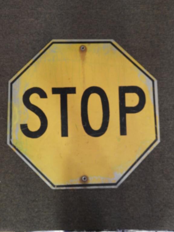 Yellow Stop sign, SS aluminum, 24"