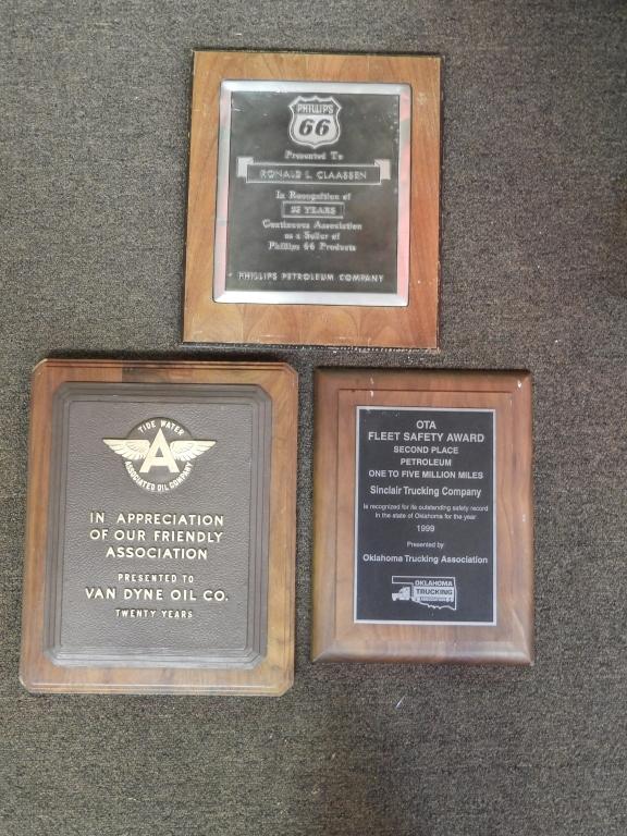 Group of 3 plaques, Phillips 66, Oklahoma Trucking