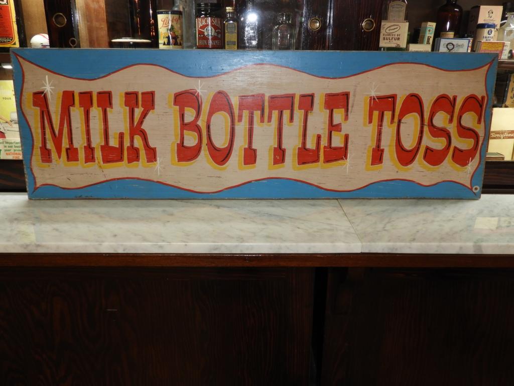 Carnival Milk Bottle Toss wooden sign, 36"x11"