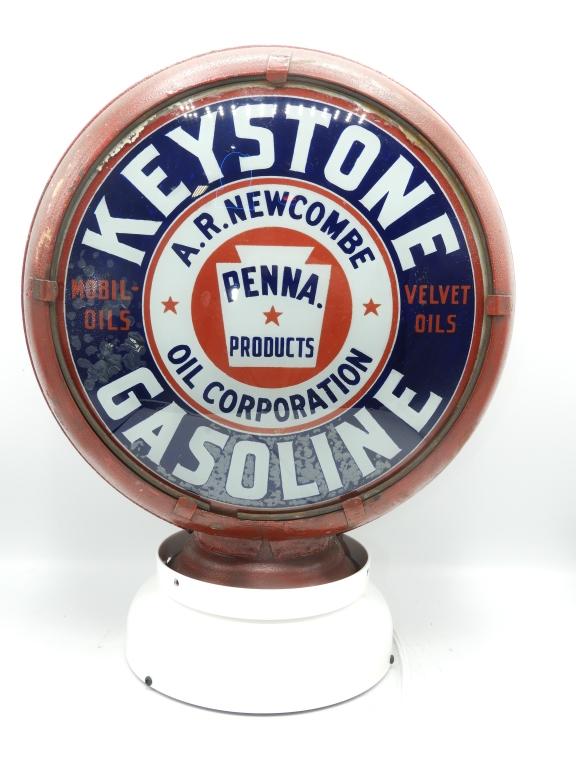 Keystone Gasoline globe, 11 1/2"
