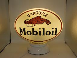 Single piece w/ gargoyle Mobil Oil oval globe