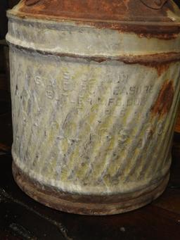 Galvanized fuel can embossed w/ Phillips 66