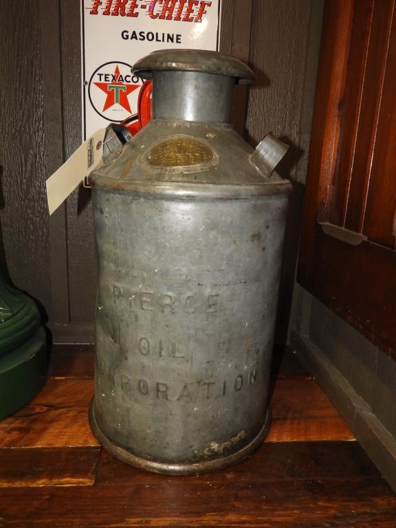 Galvanized Pierce Oil Corporation fuel can