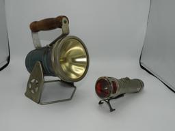 Vintage metal emergency flashlight embossed