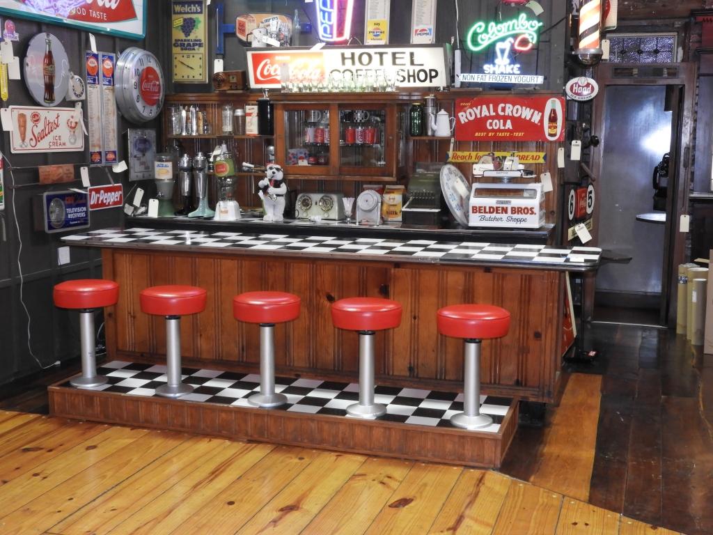 2 pc soda fountain/café bar & back bar w/ beadboar