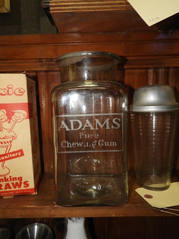 Adams Pure chewing gum jar, 5"x9 1/2"