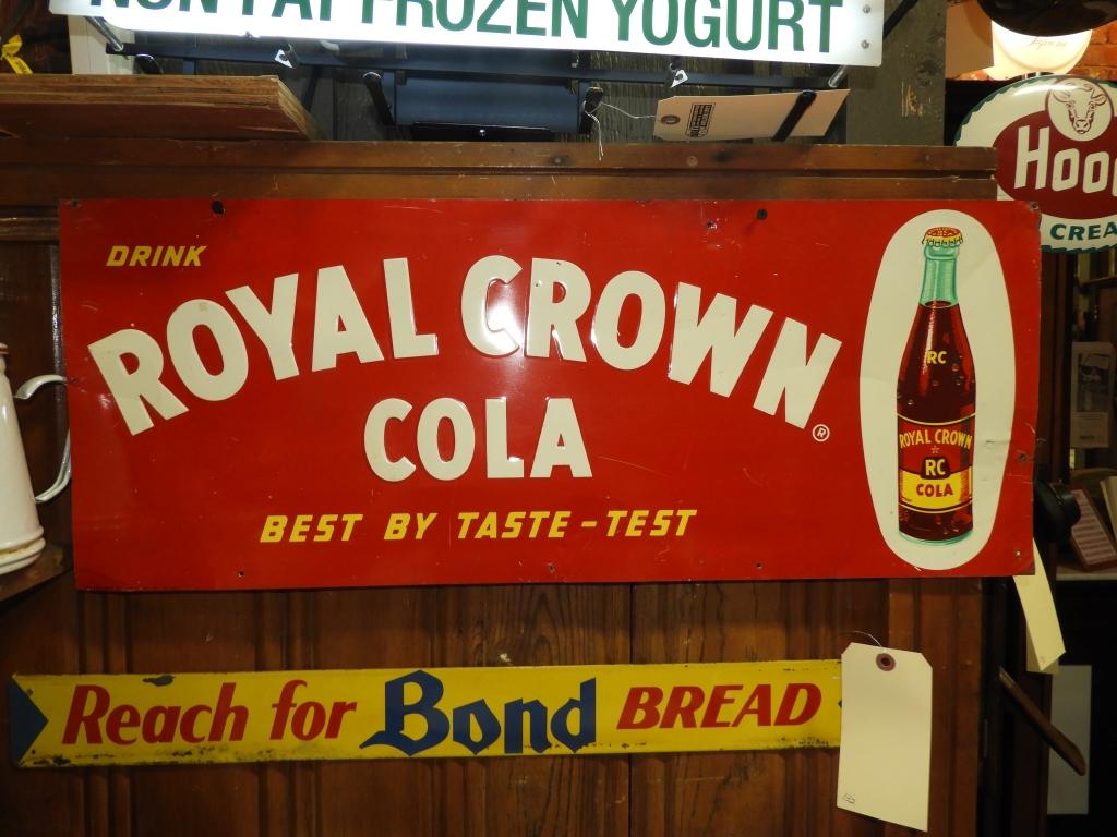 Royal Crown Cola w/ bottle, embossed SST, 30"x12"