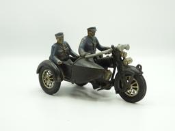 Hubley cast iron motorcycle with side car