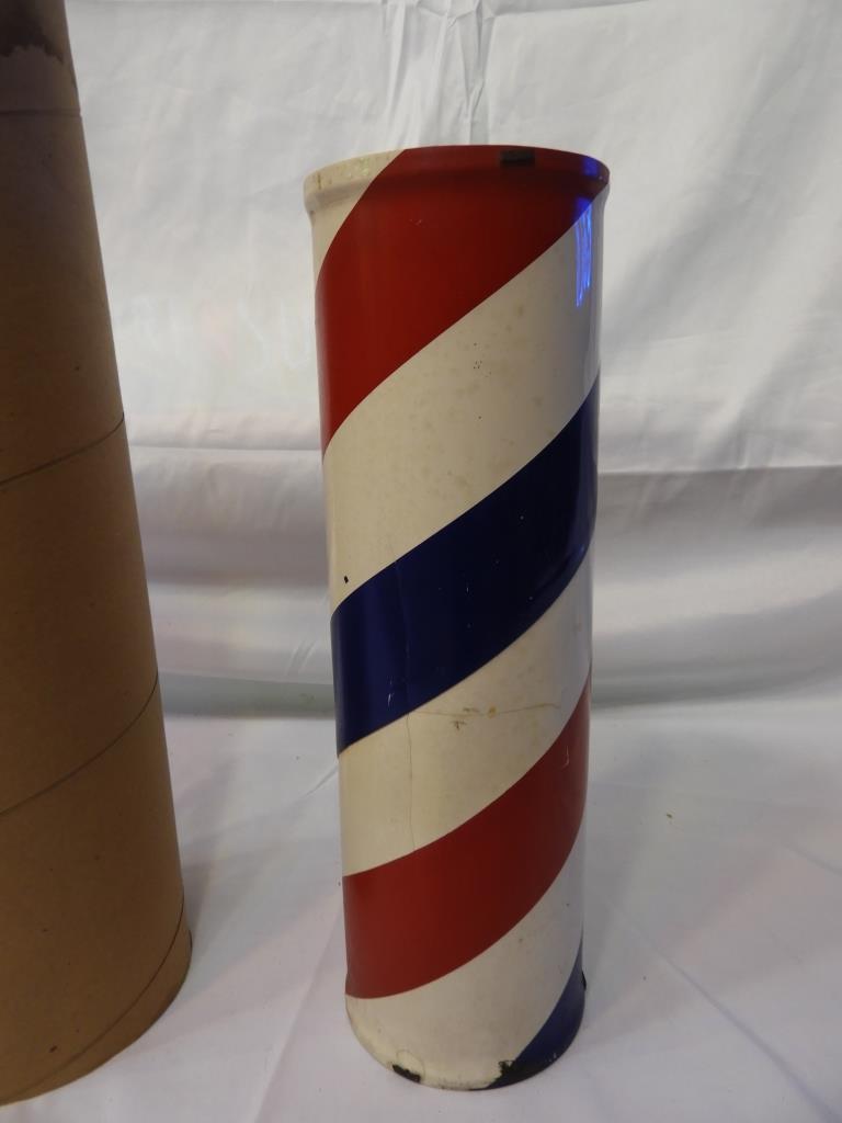 Barber pole plastic spinner, 5"x15 3/4", some dama