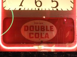 Early Double Cola advertising clock w/ metal case,