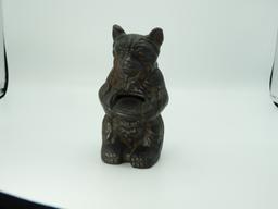 Unusual cast iron bear bank, 3 1/2"Wx6 1/2"T