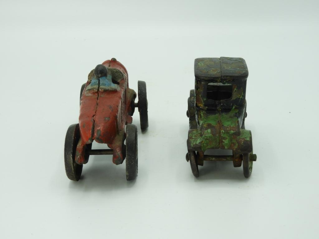 Cast iron race car 5"Lx2", & cast iron model T 4"L