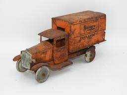 Stamped steel white 30's style box truck