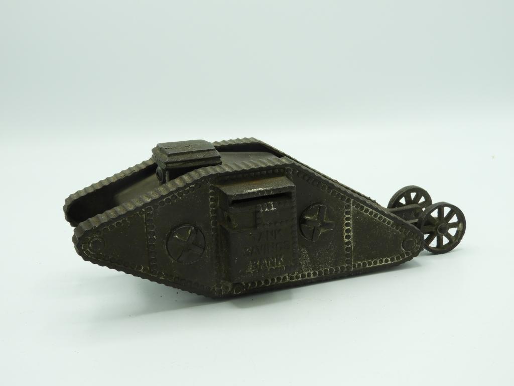 Cast iron military tank bank