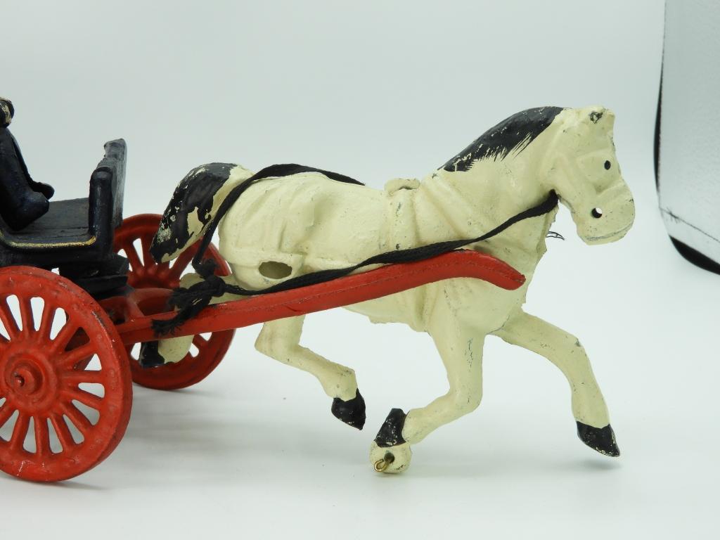 Cast iron police department horse drawn buggy, 13"