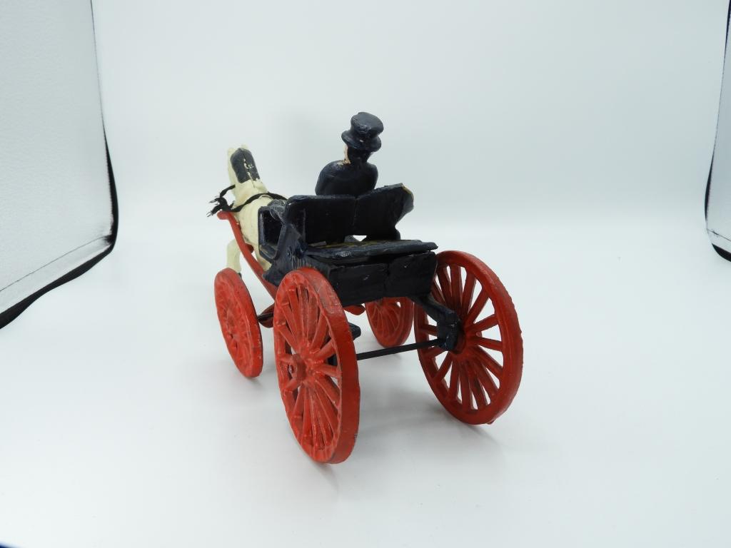 Cast iron police department horse drawn buggy, 13"