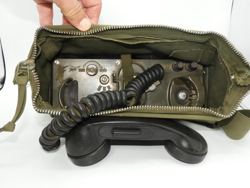 Military hand crank canvas bag phone