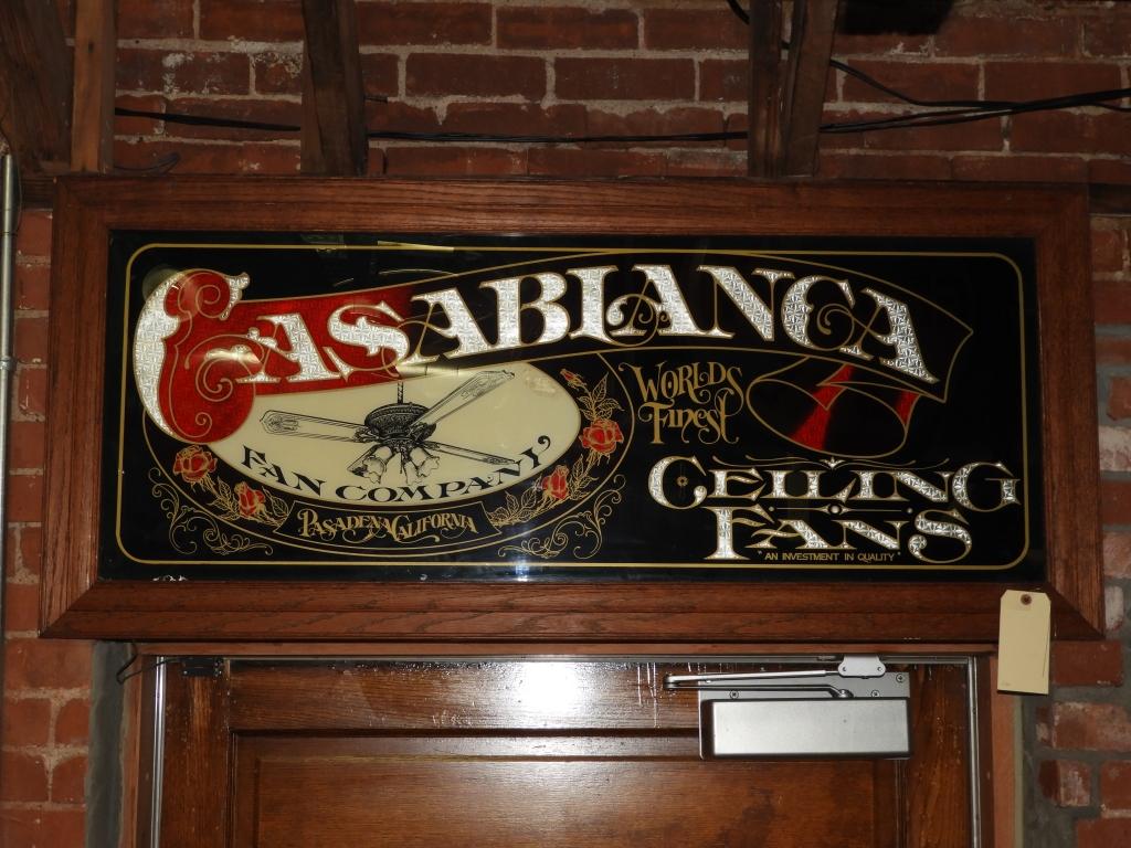 Reverse on glass Casablanca Ceiling Fans sign, 55"