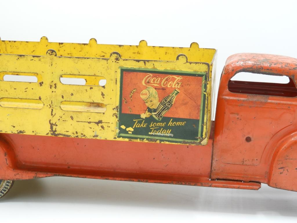 Marx stamped steel Coca-Cola stake side truck, 20"