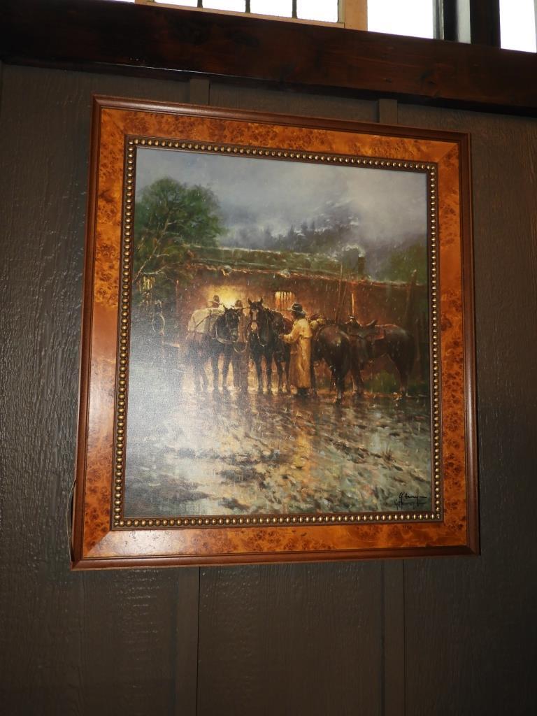 Artist signed & numbered framed cowboy print